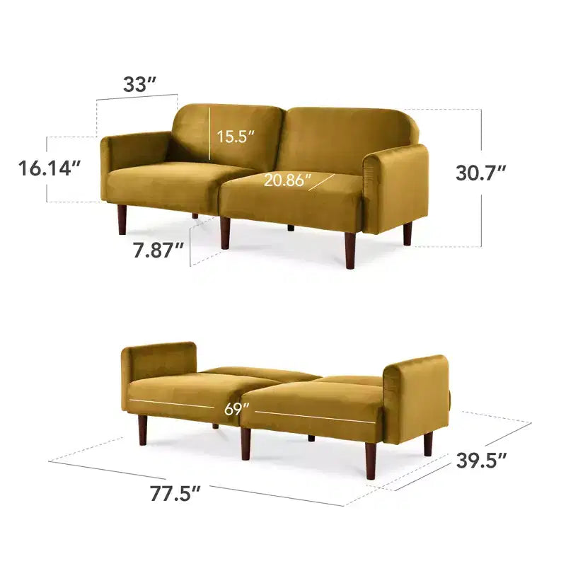 Futon convertible incurvé Best Choice Products, lit de repos à dossier divisé en velours