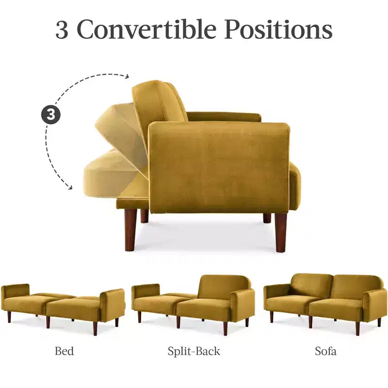Futon convertible incurvé Best Choice Products, lit de repos à dossier divisé en velours