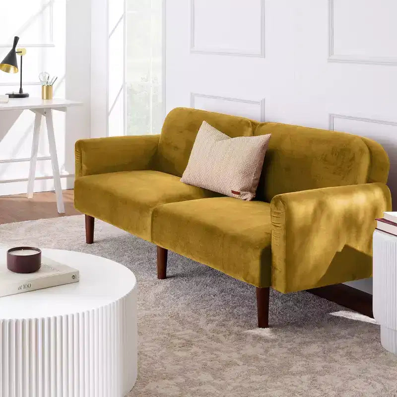 Futon convertible incurvé Best Choice Products, lit de repos à dossier divisé en velours