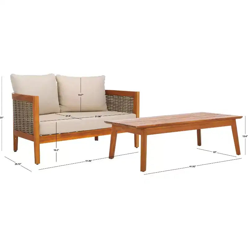 Ensemble de patio table et chaises Amanda - Intérieur/Extérieur - PAT7090 - Naturel/Taupe - Safavieh