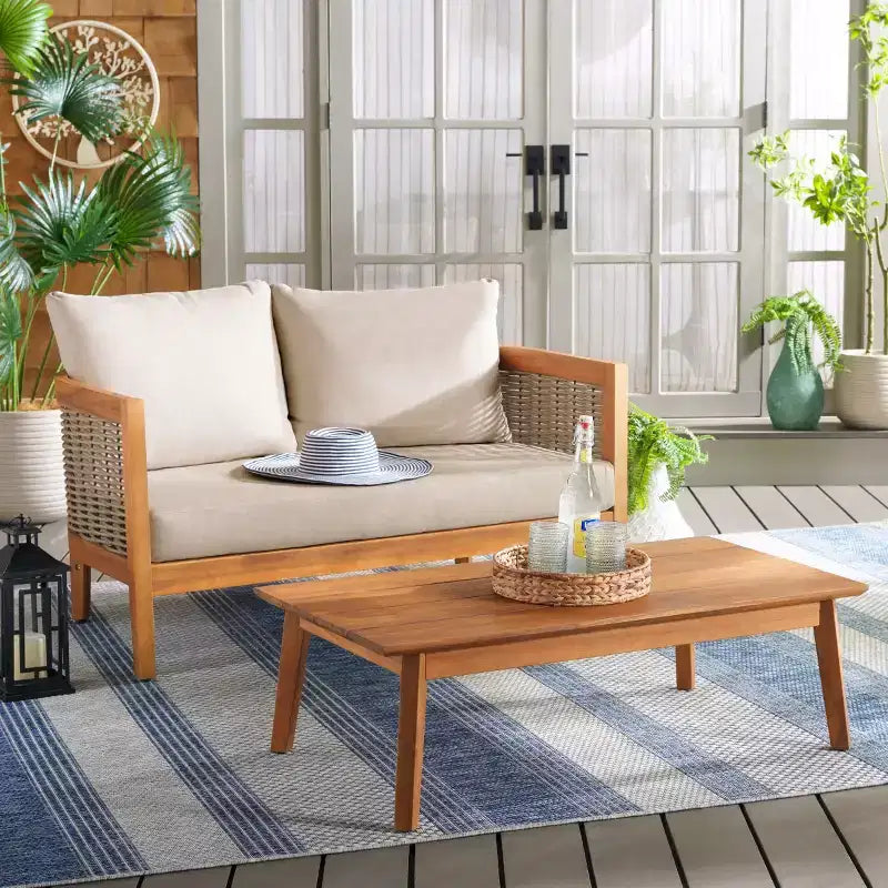Ensemble de patio table et chaises Amanda - Intérieur/Extérieur - PAT7090 - Naturel/Taupe - Safavieh