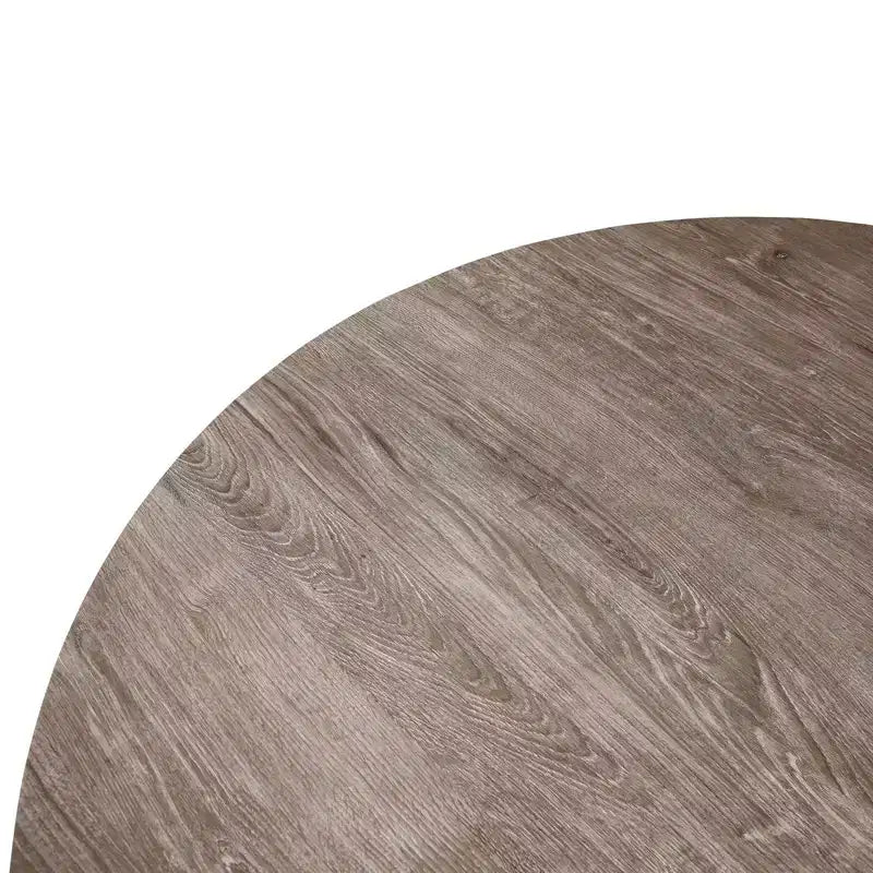 47-inch Round Wood Dining Table, 4 Person, Modern Black Metal Tapered Legs