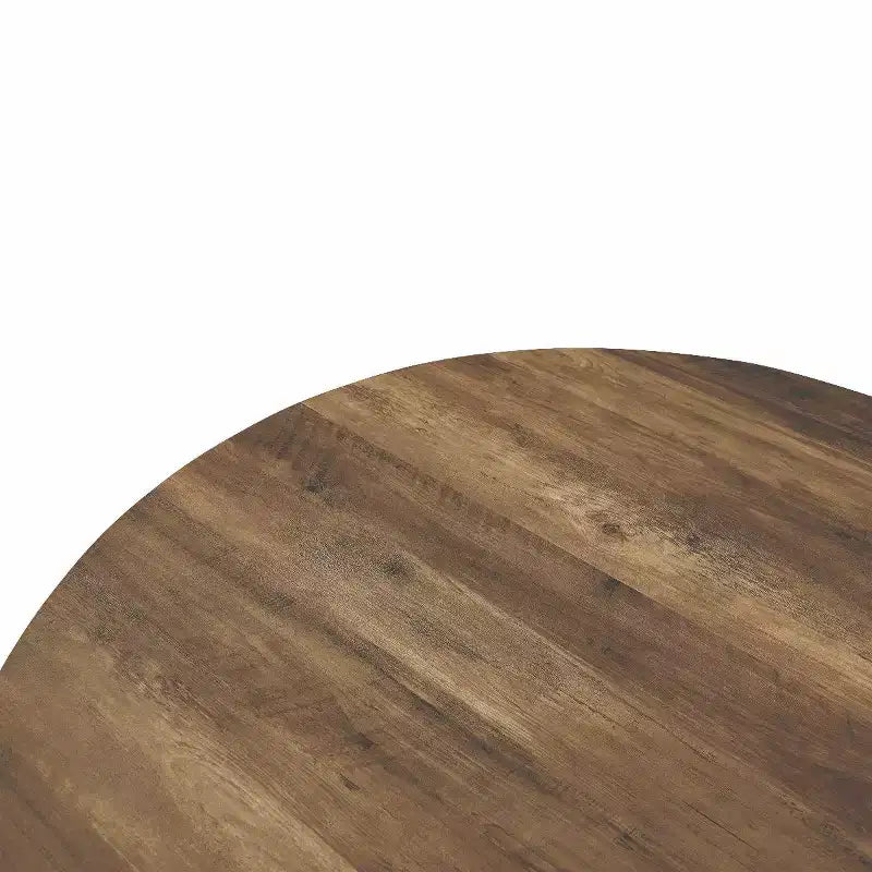 47-inch Round Wood Dining Table, 4 Person, Modern Black Metal Tapered Legs