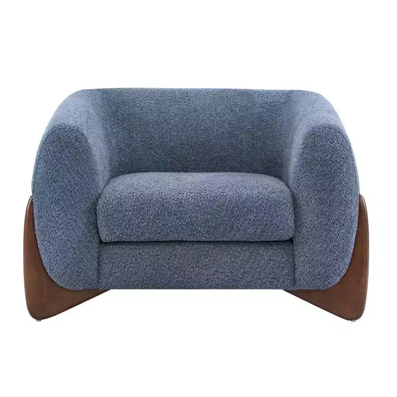 Birch Wood Boucle Upholstered Club Chair
