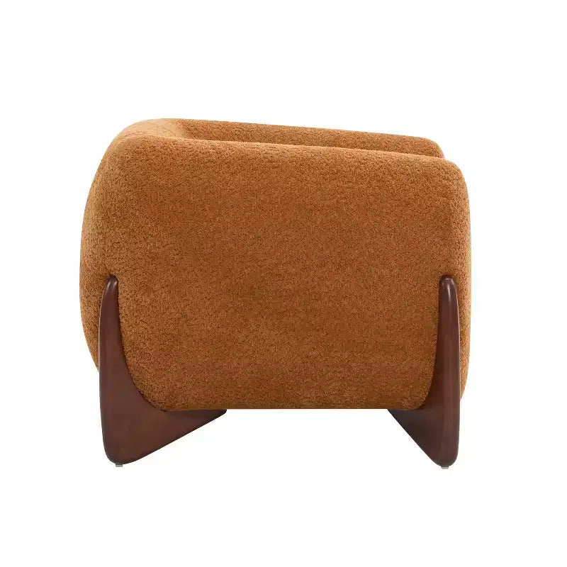 Birch Wood Boucle Upholstered Club Chair