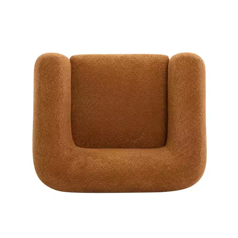 Birch Wood Boucle Upholstered Club Chair