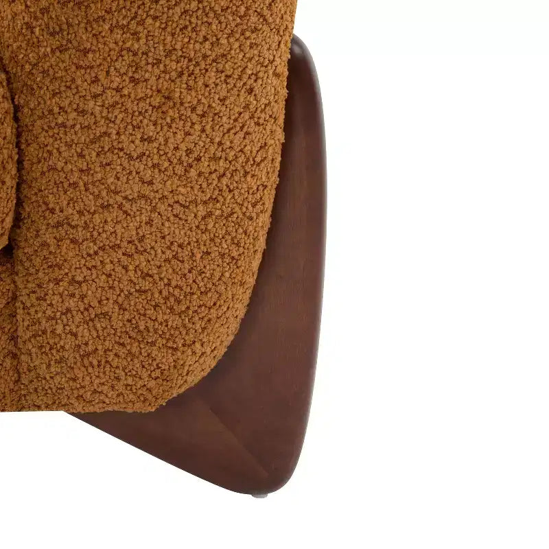 Birch Wood Boucle Upholstered Club Chair