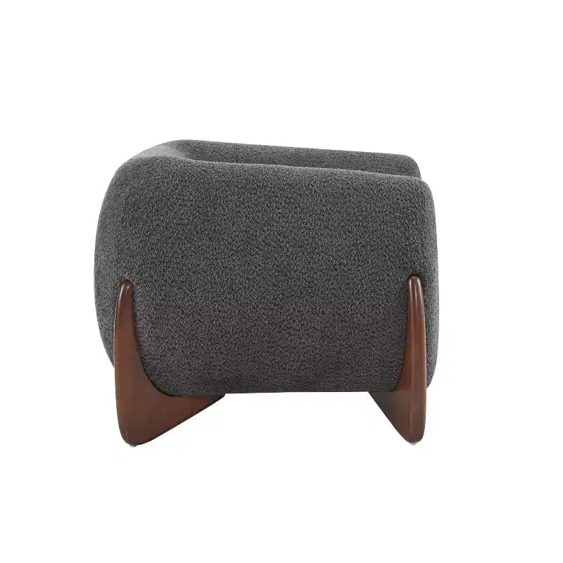 Birch Wood Boucle Upholstered Club Chair