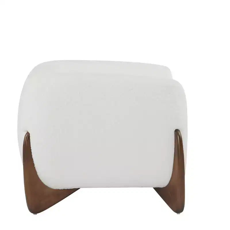Birch Wood Boucle Upholstered Club Chair