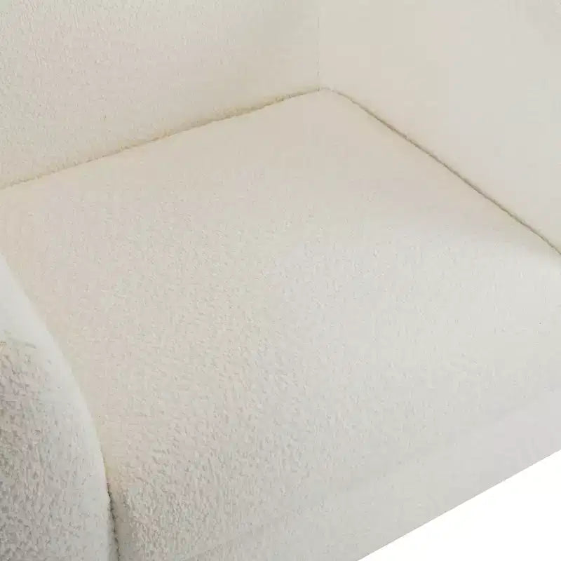 Birch Wood Boucle Upholstered Club Chair