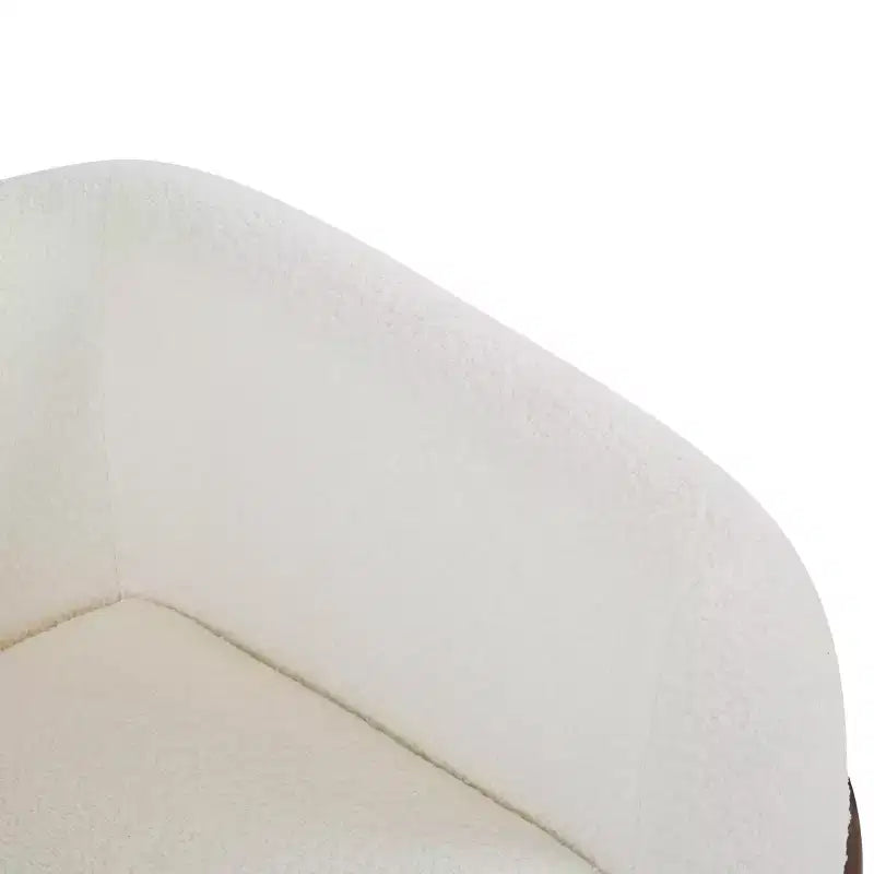 Birch Wood Boucle Upholstered Club Chair