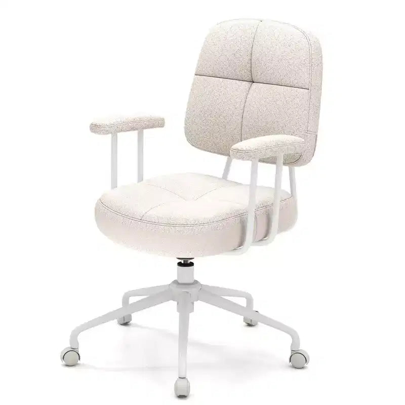 Home Office Chair, Leathaire Upholstered Task Chair with Cushioned Back & Armrests, Brown/Beige