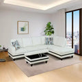 Modern PU Leather Sectional Sofa - Spacious L-Shape, Plush Cushions, Storage Ottoman, Contemporary Living Room Furniture