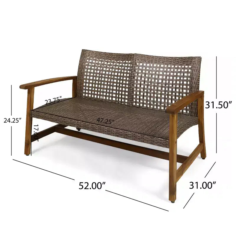 Christopher Knight Home Hampton Salon de jardin 6 places en bois d'acacia et osier