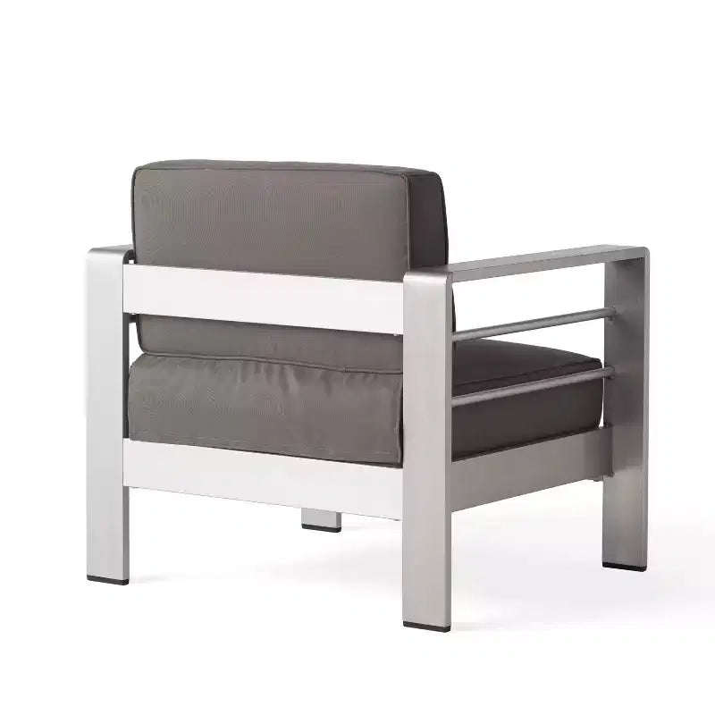 GDFStudio Crested Bay Salon de conversation extérieur en aluminium 4 places avec brasero gris clair
