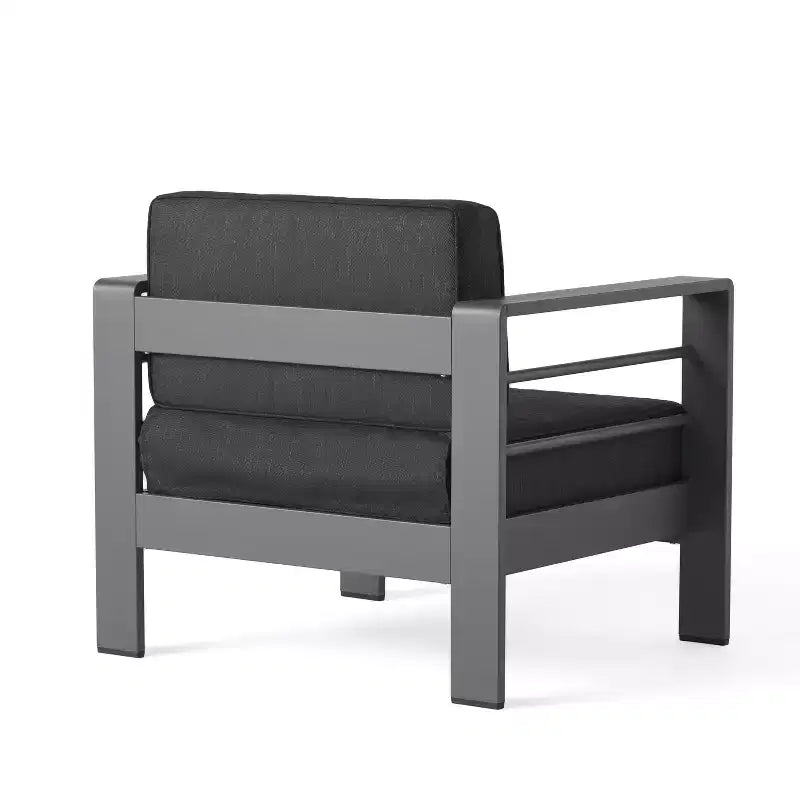 GDFStudio Crested Bay Salon de conversation extérieur en aluminium 4 places avec brasero gris clair