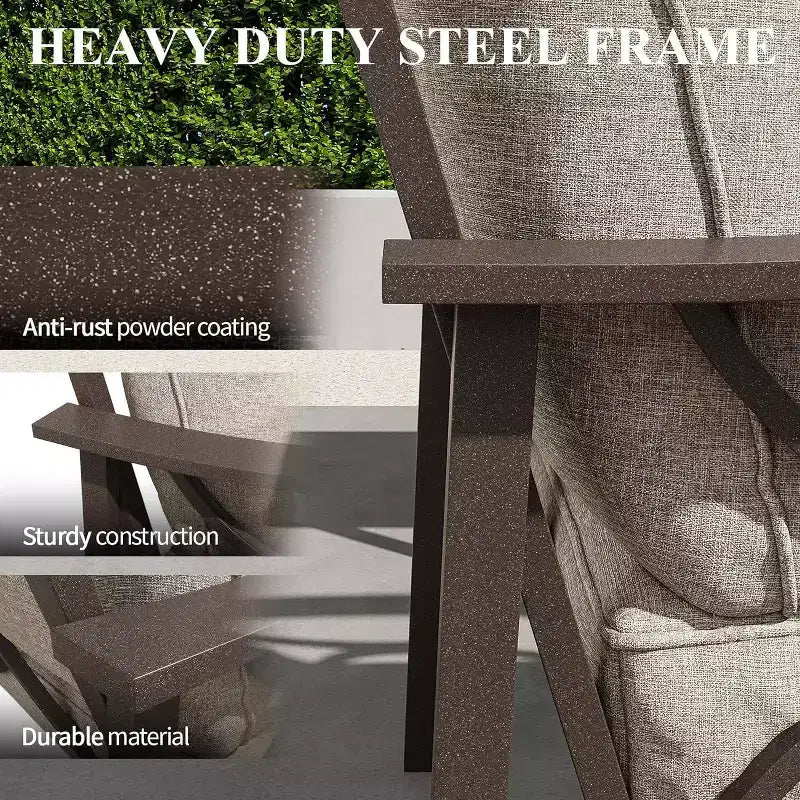 Ensemble de mobilier de patio extérieur Heynemo, ensemble de conversation de patio 4 pièces avec table basse, ensemble de mobilier en métal pour porche, jardin, gris