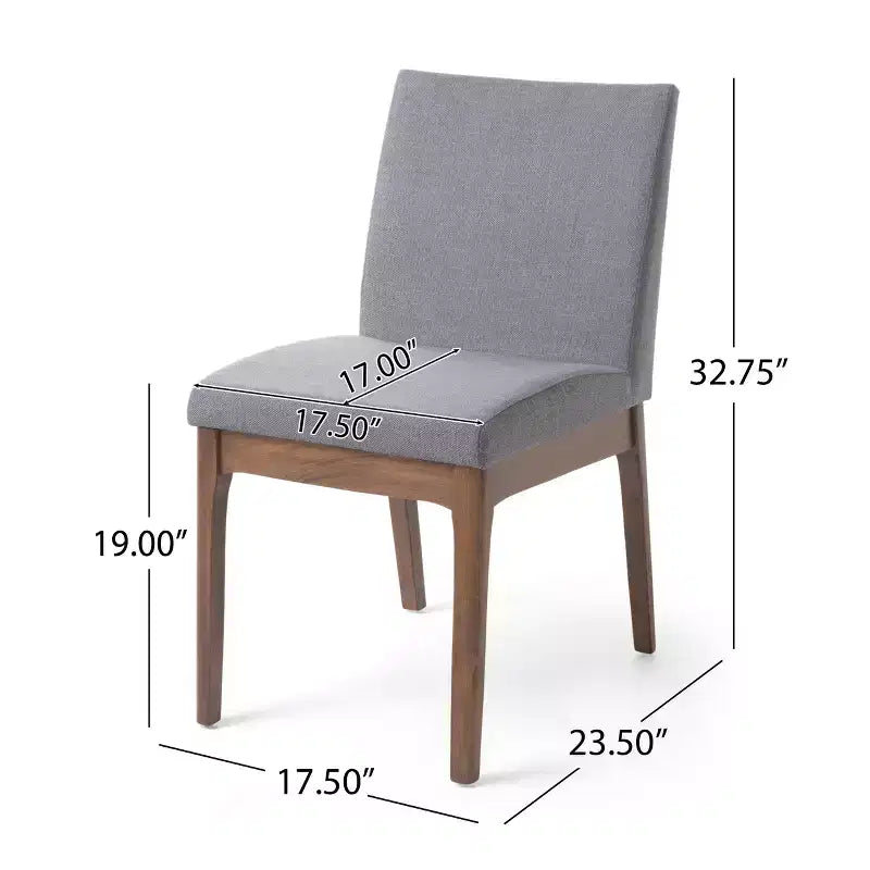 Ensemble de salle à manger 5 pièces avec 4 chaises rembourrées, style moderne du milieu du siècle, beige/gris+noyer-ModernLuxe