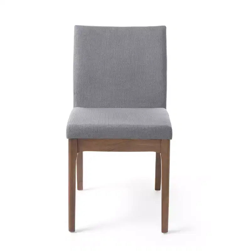 Ensemble de salle à manger 5 pièces avec 4 chaises rembourrées, style moderne du milieu du siècle, beige/gris+noyer-ModernLuxe