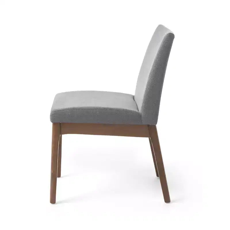 Ensemble de salle à manger 5 pièces avec 4 chaises rembourrées, style moderne du milieu du siècle, beige/gris+noyer-ModernLuxe