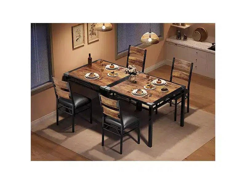 Ensemble table à manger, table de cuisine avec chaises rembourrées, ensemble table à manger en bois avec protection d'angle pour petits espaces, appartement