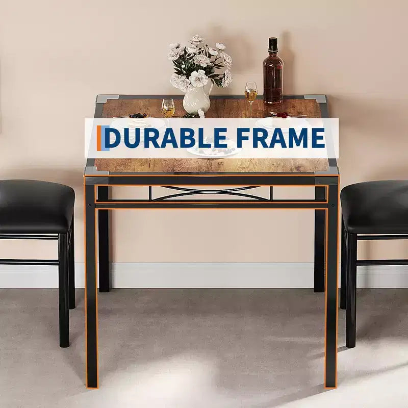 Ensemble table à manger, table de cuisine avec chaises rembourrées, ensemble table à manger en bois avec protection d'angle pour petits espaces, appartement