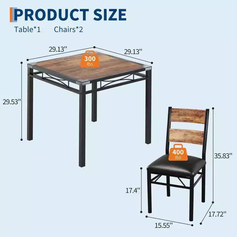 Ensemble table à manger, table de cuisine avec chaises rembourrées, ensemble table à manger en bois avec protection d'angle pour petits espaces, appartement