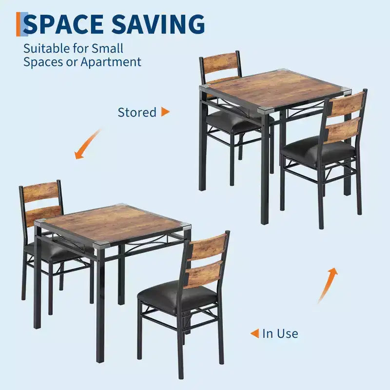 Ensemble table à manger, table de cuisine avec chaises rembourrées, ensemble table à manger en bois avec protection d'angle pour petits espaces, appartement
