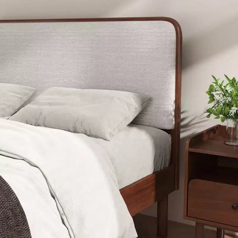 Ensemble de 2 meubles de chambre Roundhill Furniture Wyller, lit plateforme avec table de chevet, noyer naturel, grand lit