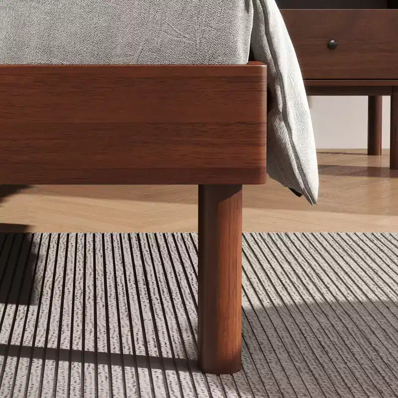 Ensemble de 2 meubles de chambre Roundhill Furniture Wyller, lit plateforme avec table de chevet, noyer naturel, grand lit