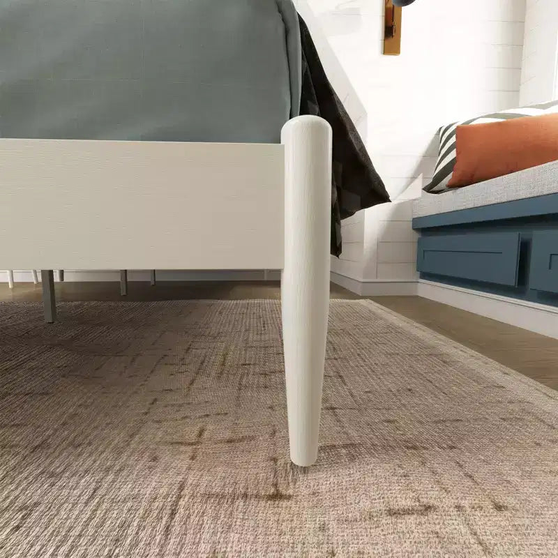 Ensemble de chambre à coucher Roundhill Furniture Feeney 3 pièces, lit plateforme avec deux tables de chevet, blanc crème, grand lit