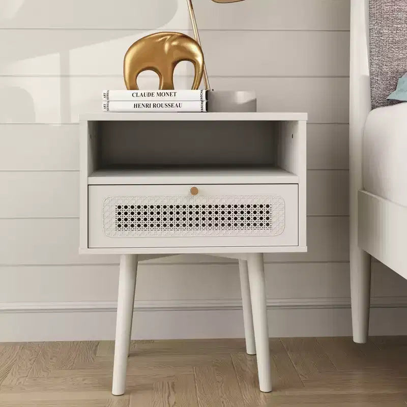 Ensemble de chambre à coucher Roundhill Furniture Feeney 3 pièces, lit plateforme avec deux tables de chevet, blanc crème, grand lit