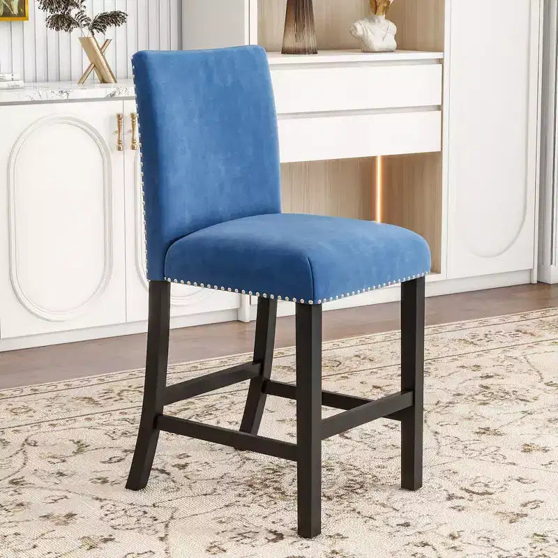 Ensemble de salle à manger 5 pièces, ensemble de table à manger à hauteur de comptoir, ensemble de salle à manger à hauteur de bar avec 4 chaises rembourrées en velours et table à manger à plateau en faux marbre - ModernLuxe