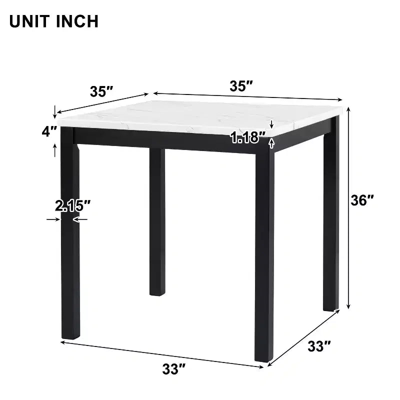 Ensemble de salle à manger 5 pièces, ensemble de table à manger à hauteur de comptoir, ensemble de salle à manger à hauteur de bar avec 4 chaises rembourrées en velours et table à manger à plateau en faux marbre - ModernLuxe