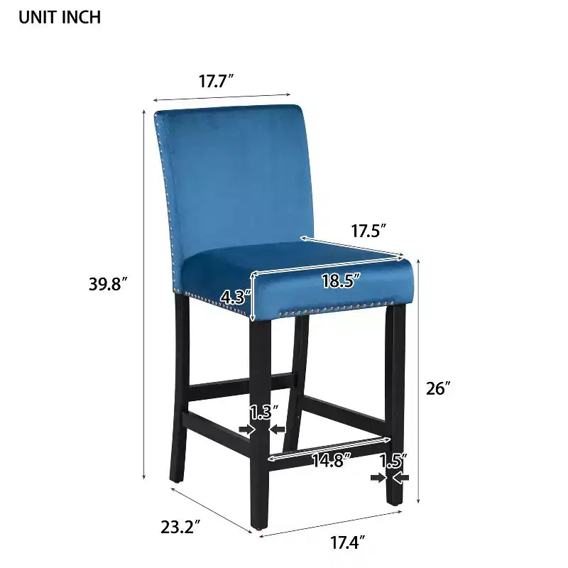 Ensemble de salle à manger 5 pièces, ensemble de table à manger à hauteur de comptoir, ensemble de salle à manger à hauteur de bar avec 4 chaises rembourrées en velours et table à manger à plateau en faux marbre - ModernLuxe