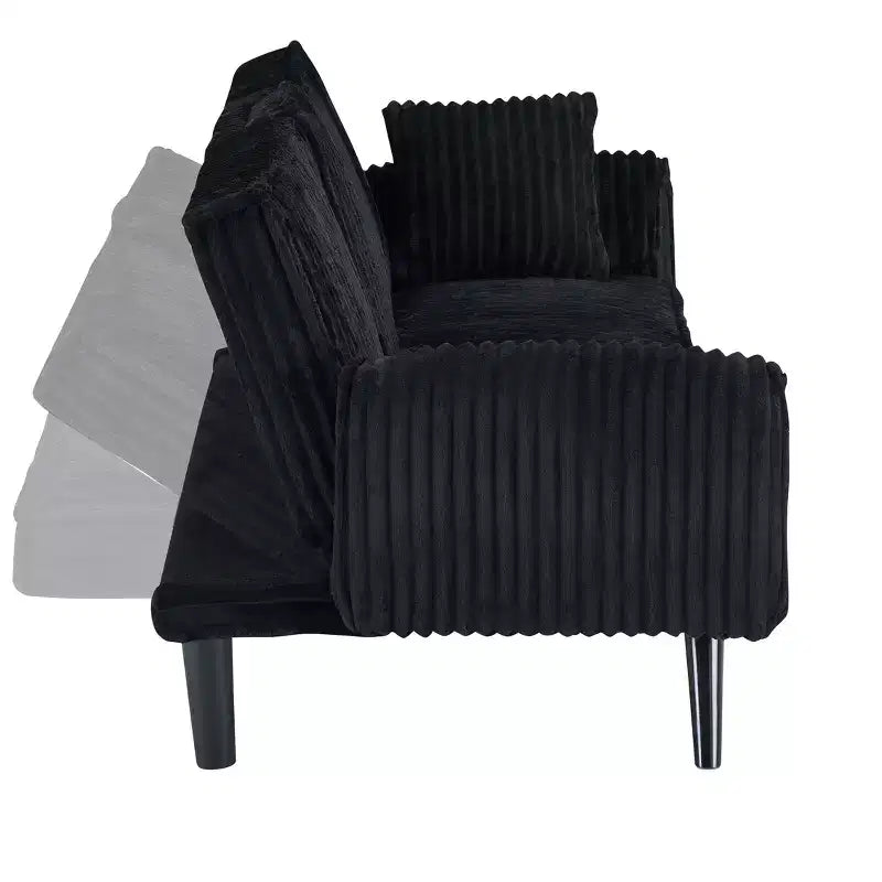 Canapés Minimalistes Okak pour Salon Canapé Droit Convertible Lit Canapé Corduroy avec Dossier Ajustable et Porte-Gobelet