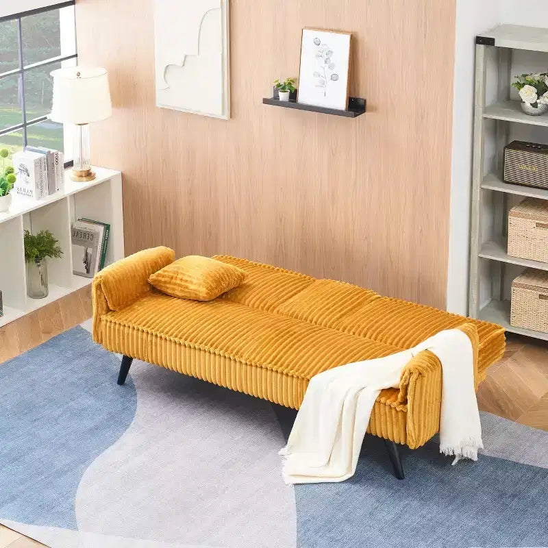 Canapés Minimalistes Okak pour Salon Canapé Droit Convertible Lit Canapé Corduroy avec Dossier Ajustable et Porte-Gobelet