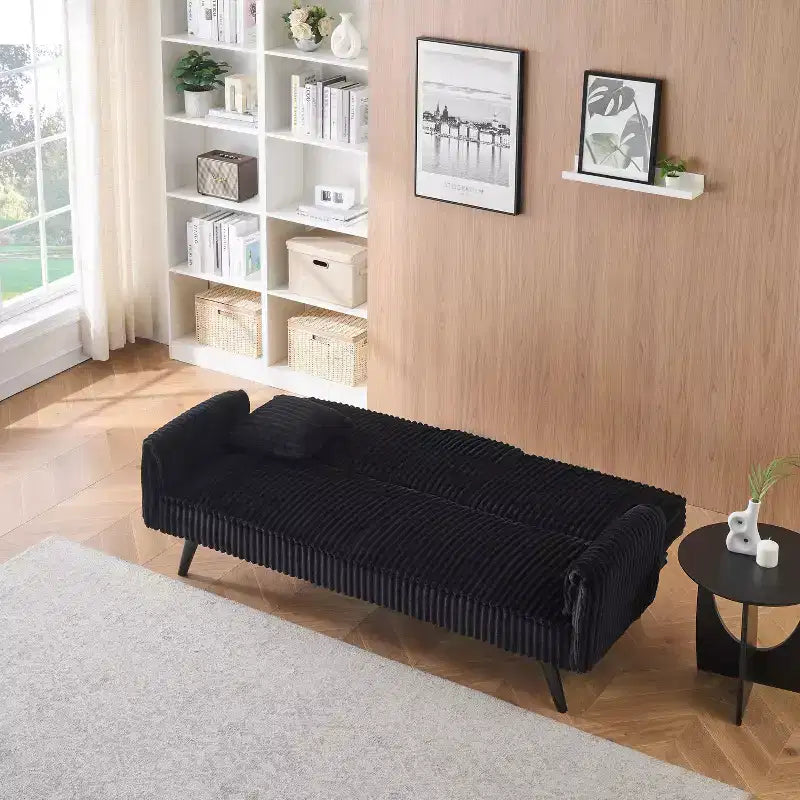 Canapés Minimalistes Okak pour Salon Canapé Droit Convertible Lit Canapé Corduroy avec Dossier Ajustable et Porte-Gobelet