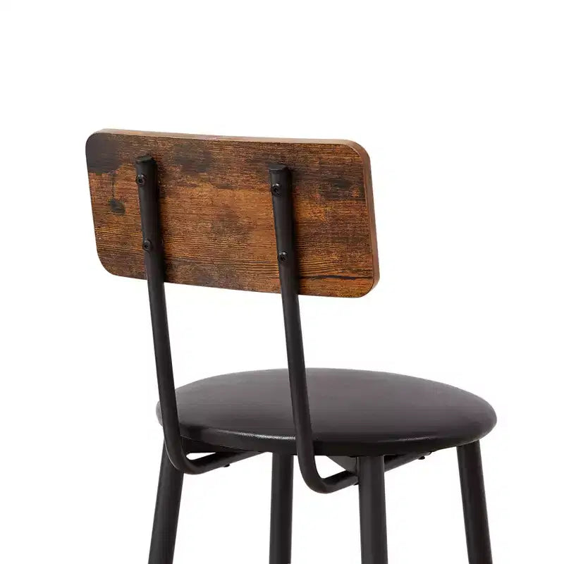 Ensemble de table de bar rustique 3 pièces GDFStudio Briar avec tabourets de bar rembourrés en similicuir