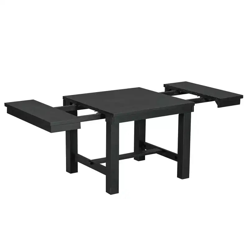 HABITRIO Ensemble de 6 pièces de table à manger extensible pour 6 personnes, ensemble de salle à manger de style ferme avec 4 chaises de salle à manger rembourrées, un banc et 2 rallonges amovibles, naturel/noir