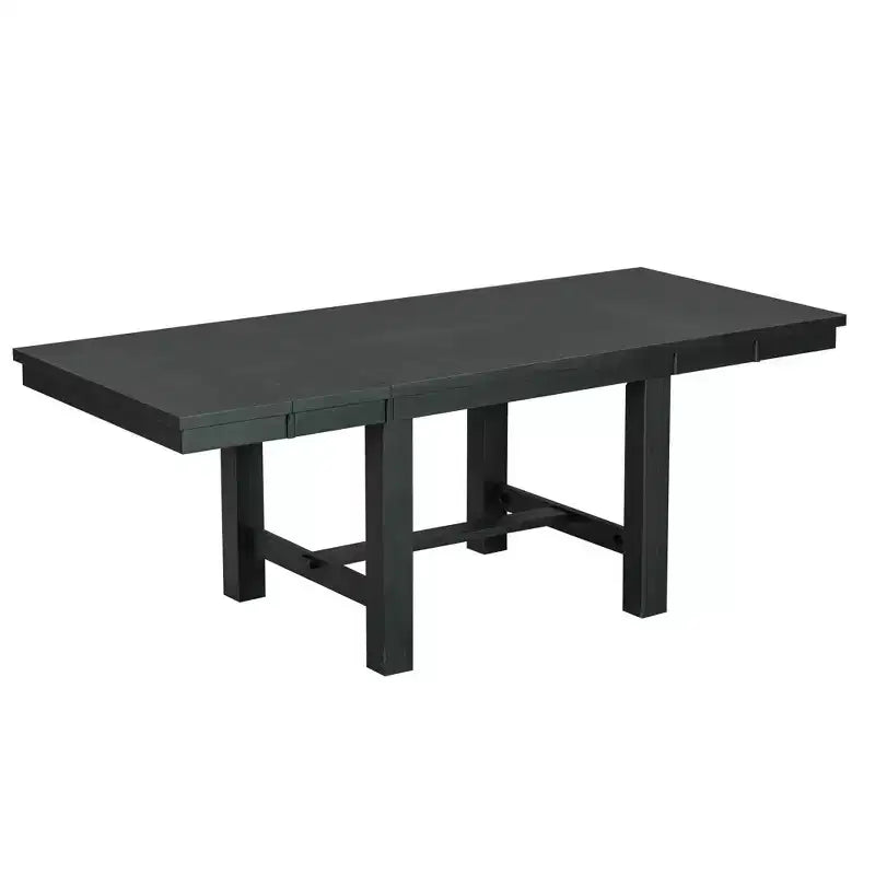 HABITRIO Ensemble de 6 pièces de table à manger extensible pour 6 personnes, ensemble de salle à manger de style ferme avec 4 chaises de salle à manger rembourrées, un banc et 2 rallonges amovibles, naturel/noir