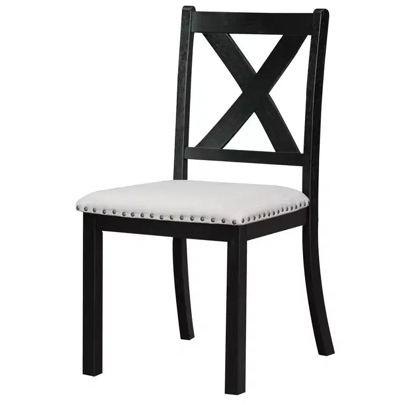 HABITRIO Ensemble de 6 pièces de table à manger extensible pour 6 personnes, ensemble de salle à manger de style ferme avec 4 chaises de salle à manger rembourrées, un banc et 2 rallonges amovibles, naturel/noir