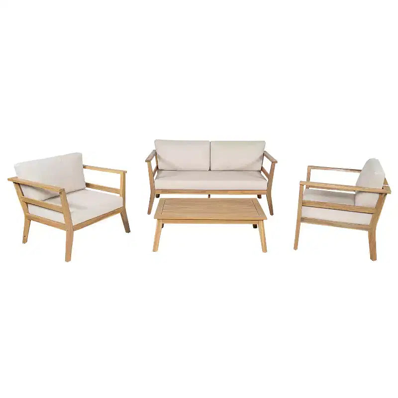 Christopher Knight Home Edith Ensemble de 4 pièces pour terrasse en bois d'acacia avec lattes
