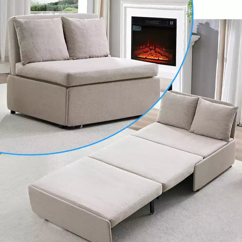 Mjkone Full/Queen Size Sofa Bed, 2 in 1 Convertible Linen Loveseat Sleeper Sofa Couch with Cushions