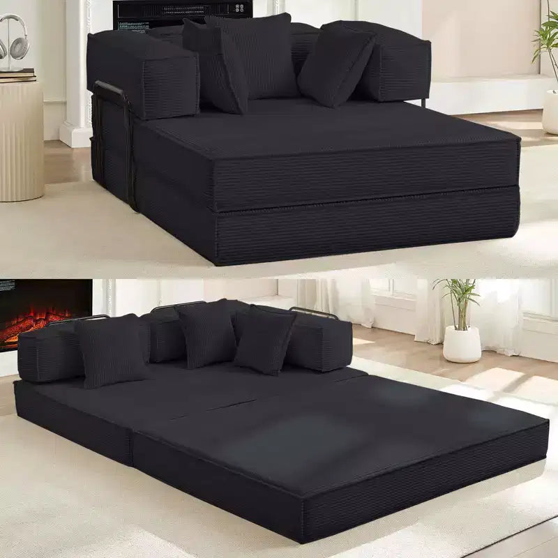 Mjkone Canapé-lit convertible 66 avec oreillers, canapé-matelas pliable, canapé de sol amovible et lavable pour petits espaces