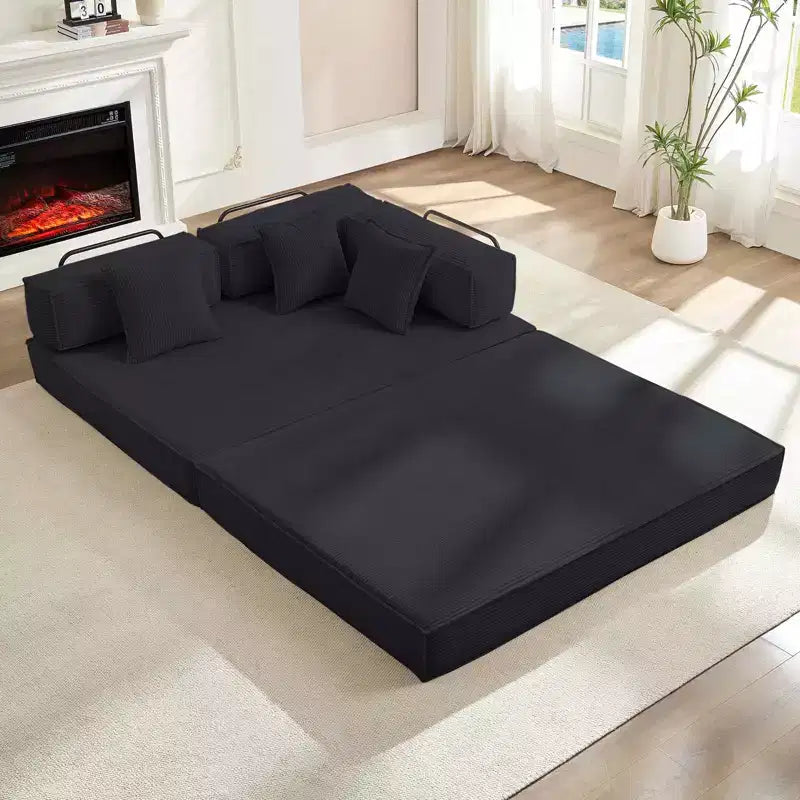 Mjkone Canapé-lit convertible 66 avec oreillers, canapé-matelas pliable, canapé de sol amovible et lavable pour petits espaces