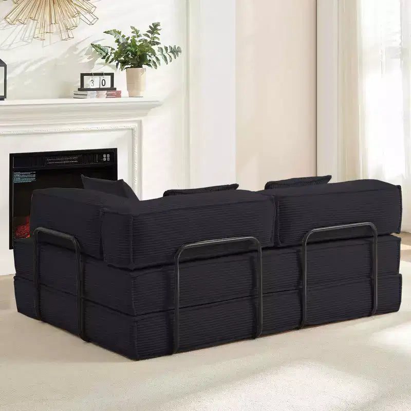 Mjkone Canapé-lit convertible 66 avec oreillers, canapé-matelas pliable, canapé de sol amovible et lavable pour petits espaces