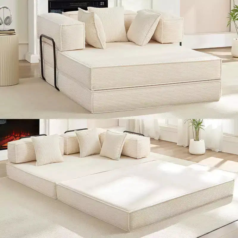 Mjkone Canapé-lit convertible 66 avec oreillers, canapé-matelas pliable, canapé de sol amovible et lavable pour petits espaces
