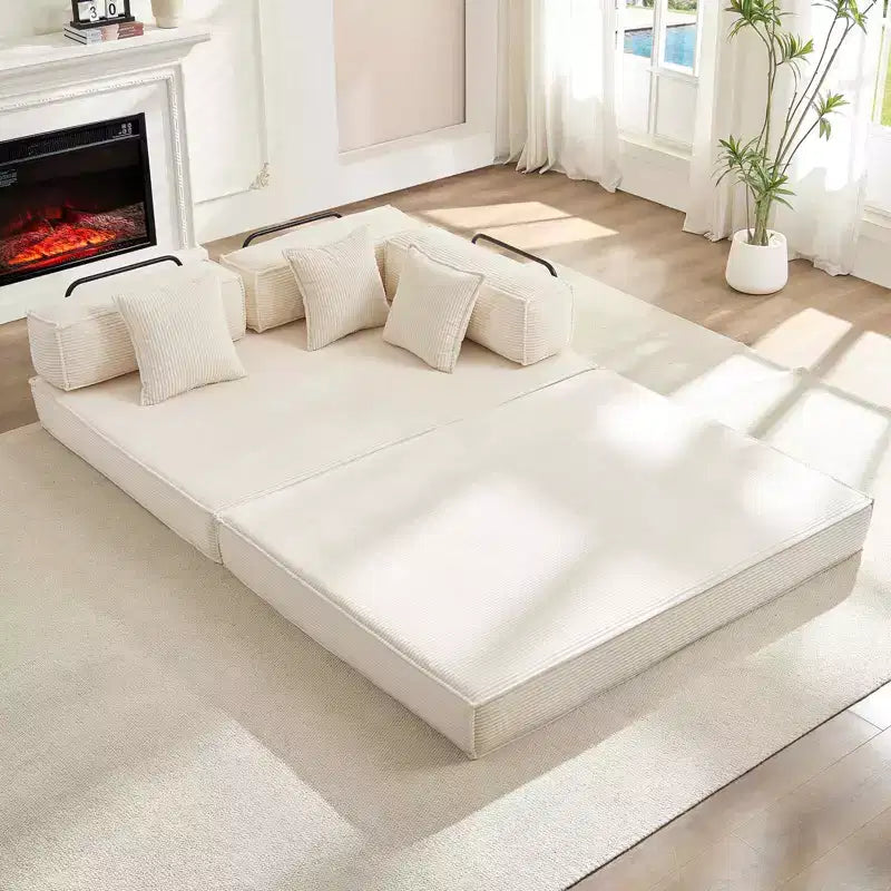 Mjkone Canapé-lit convertible 66 avec oreillers, canapé-matelas pliable, canapé de sol amovible et lavable pour petits espaces