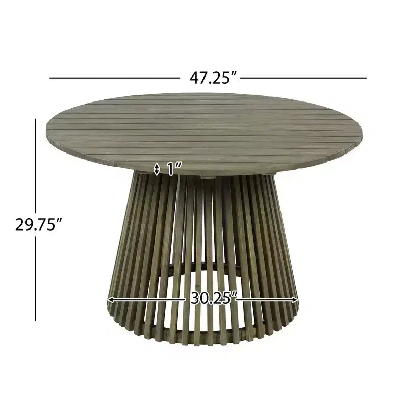 Ensemble de chaises longues de patio NAYSAYE avec table à manger pour jardin, terrasse et patio, bois d'acacia, crème et gris, 120 x 120 x 75,5 cm